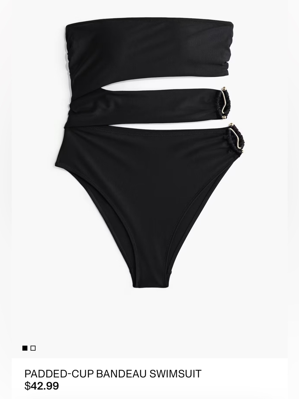 H&M Black Padded-Cup Bandeau Cutout One-Piece Swimsuit